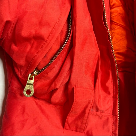 Andrew Marc New York Vintage Snow Ski Jacket Bright Red Brown Fur Collar Gold - Picture 6 of 11